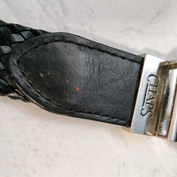 Chaps Women Sz Medium 26-28 Black Braided Silver Buckle 1 1/4" Wide - Picture 9 of 9